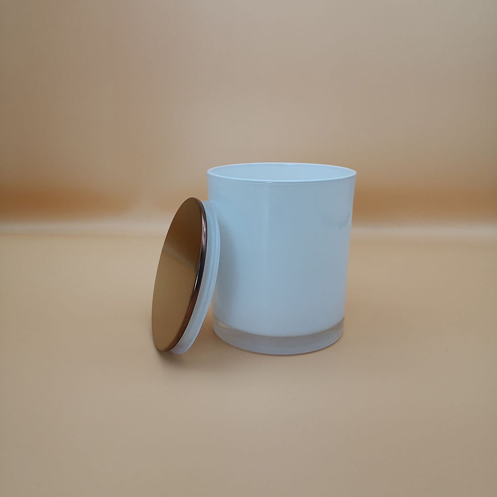 Thumbnail: 12oz Gloss White Glass Jars with Glossy Thin Lids 48 in each