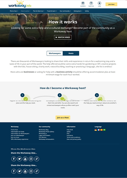 Workaway´s how it works screen example