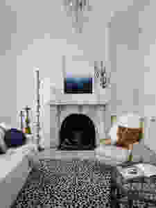 scandi living room with faux fur