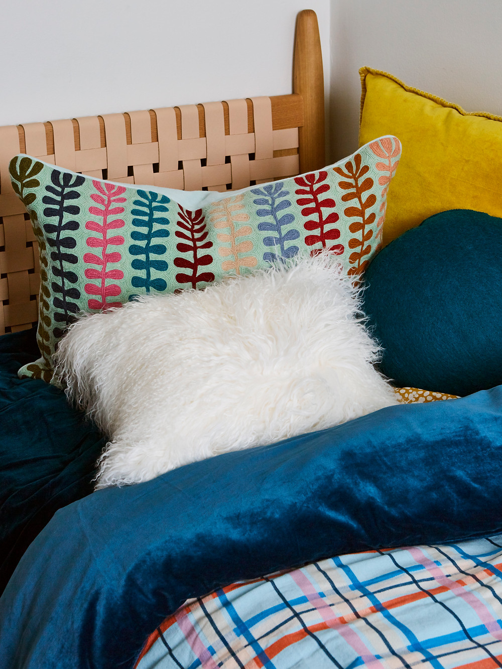 coloured and textured cushions