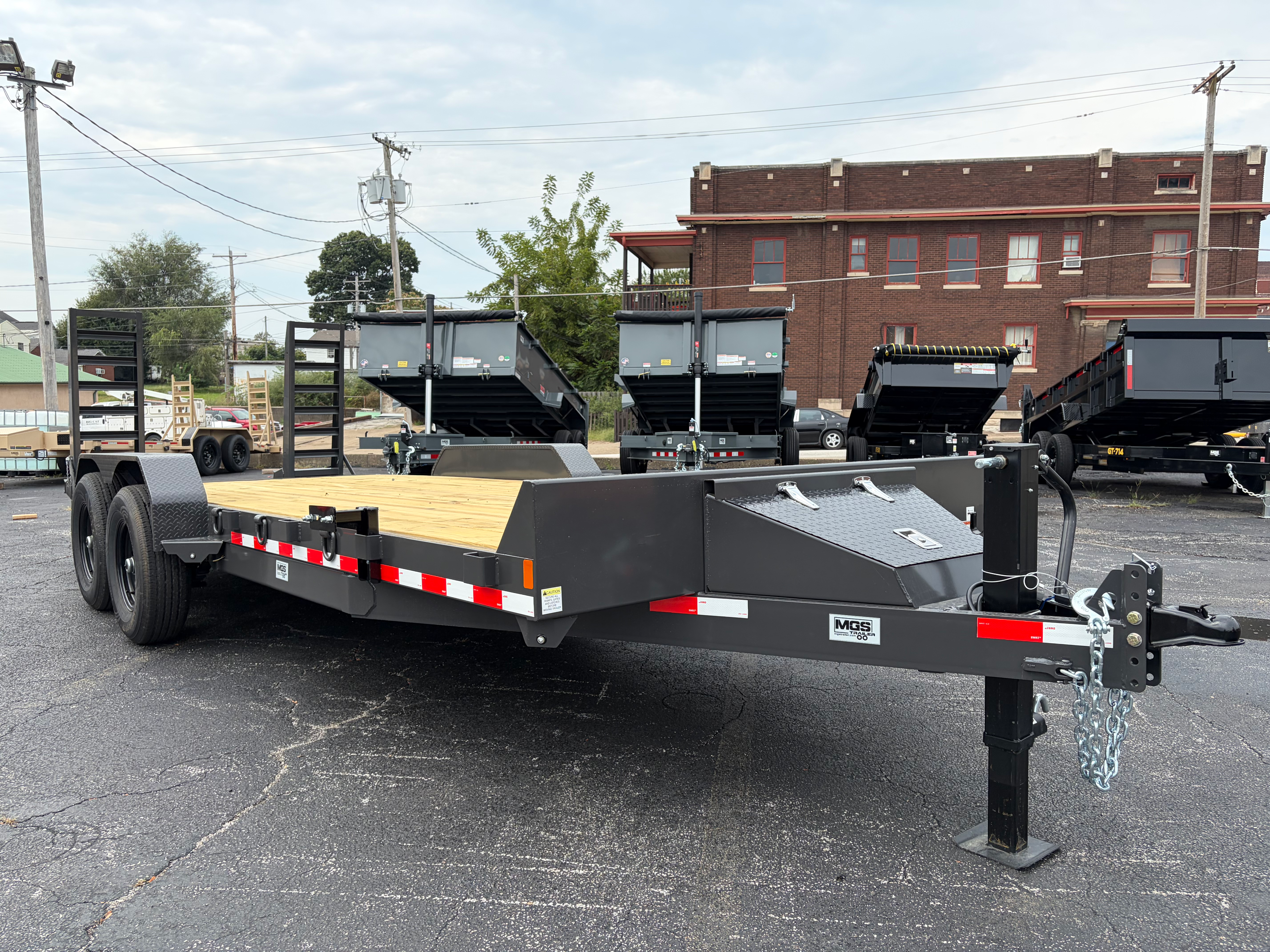 Flatbed 82"x 20' Fold Up Ramps 14k Tandem Axle w/Toolbox HD (Heavy Dut