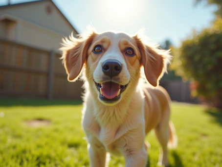 A Golden Retriever looking into the camera