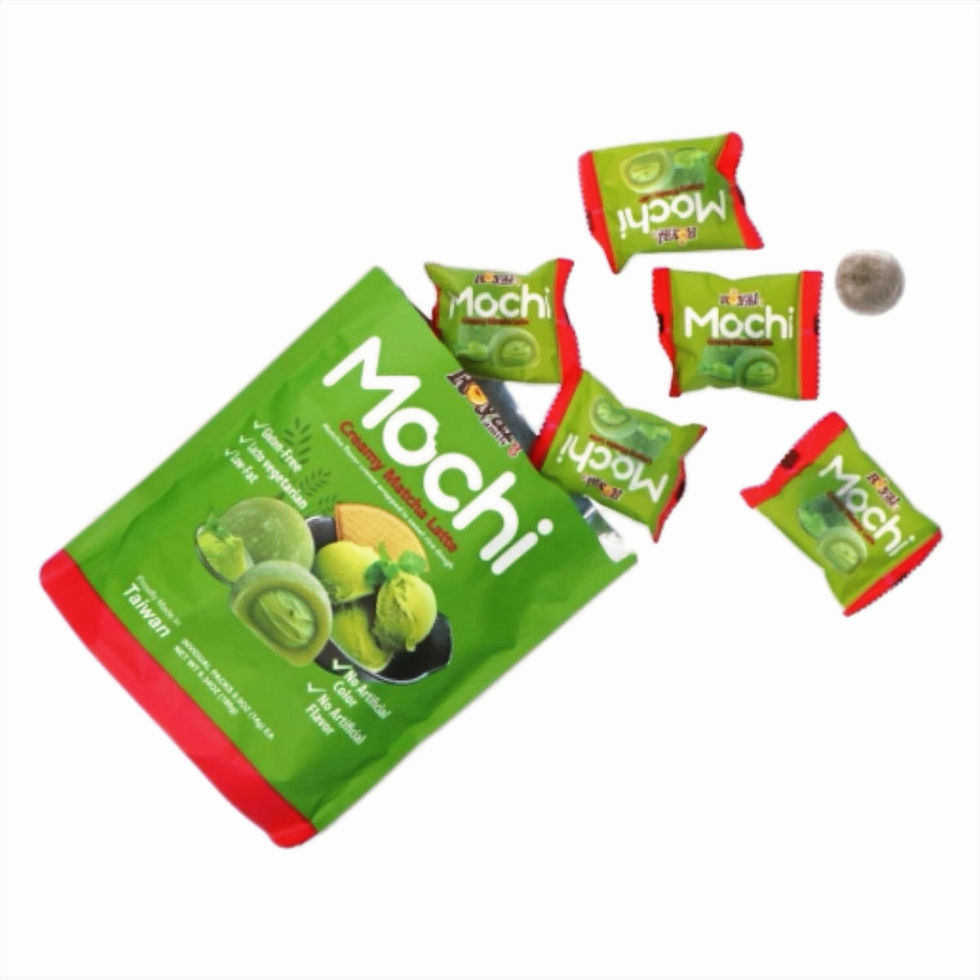 Thumbnail: Individually packaged mochi matcha flavored inside bigger package.