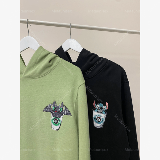 Couple Embroidered Night Dragon Fury and Alien Stitch Hoodies 1