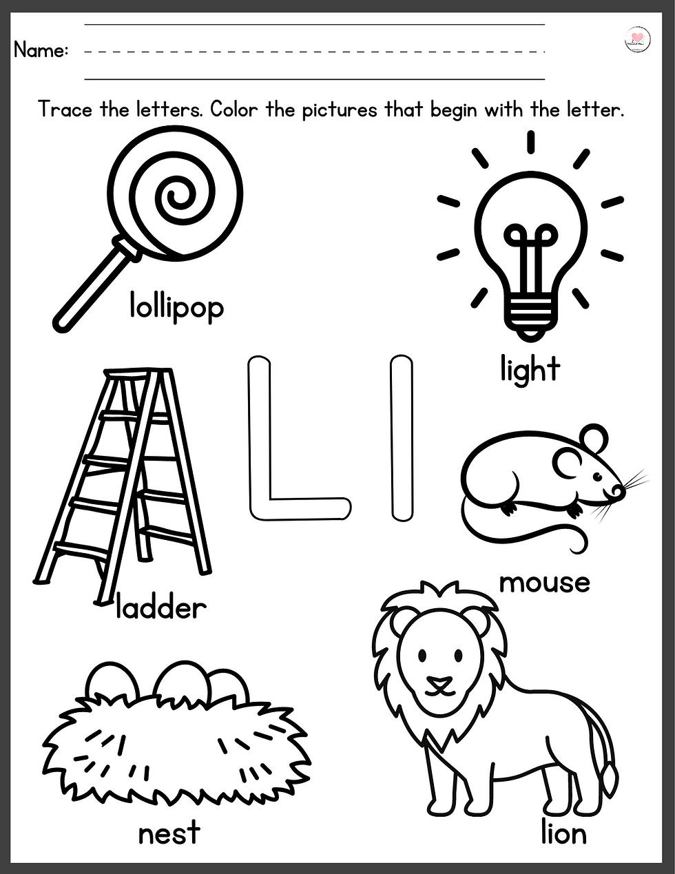 Thumbnail: Beginning Letter Practice Pages