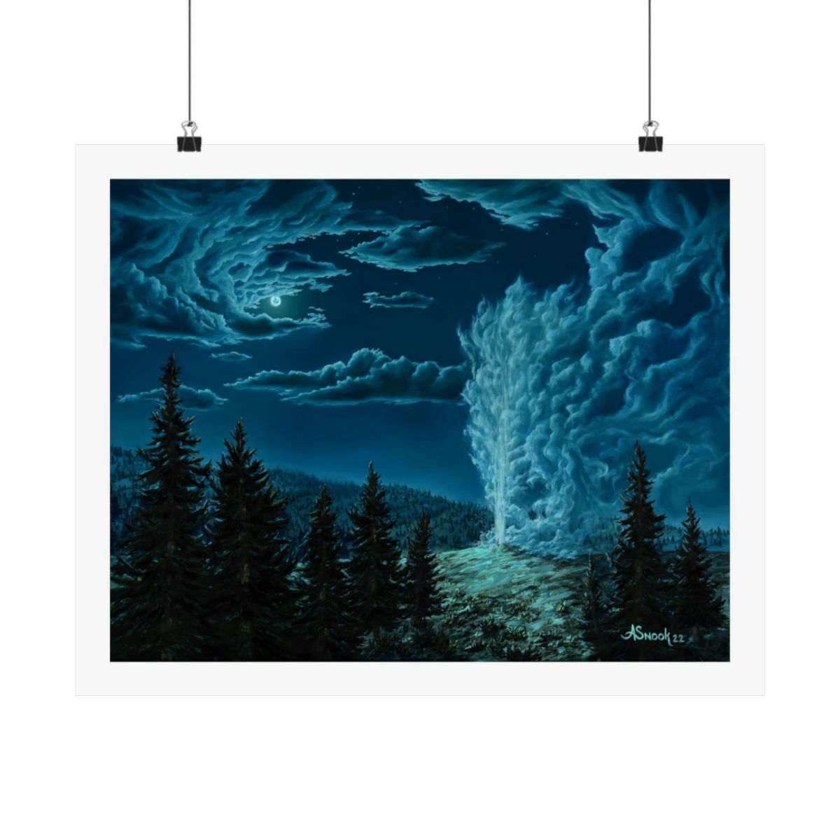 Moonlight at Old Faithful