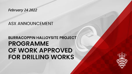 Burracoppin Halloysite Project : Programme Of Work Approved For Drilling Works
