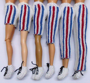 knit4dolls Olympic Sportswear from shorts to full-length track suit bottoms