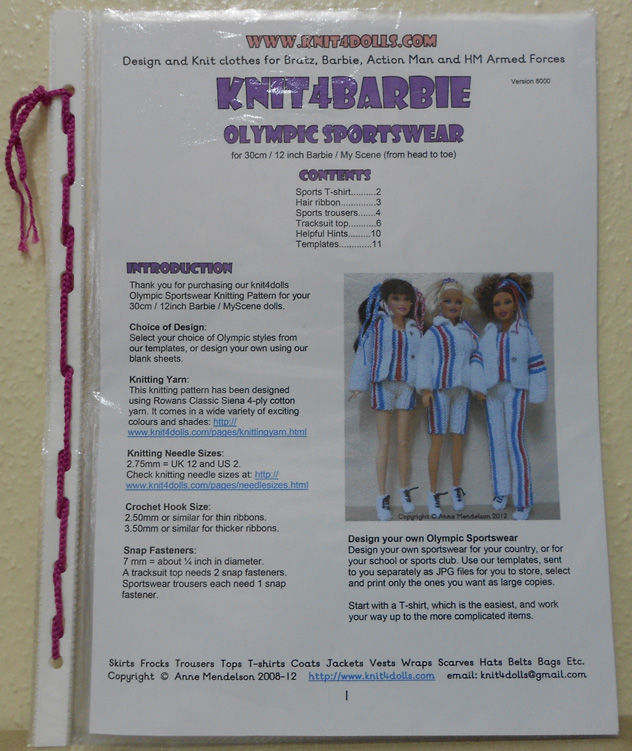 knit4dolls knitting pattern for Sportswear for Barbie