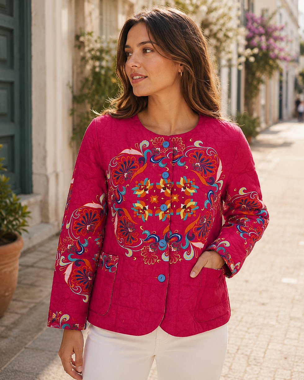Thumbnail: Quilted Jacket - Fuchsia Mosaic - Size L