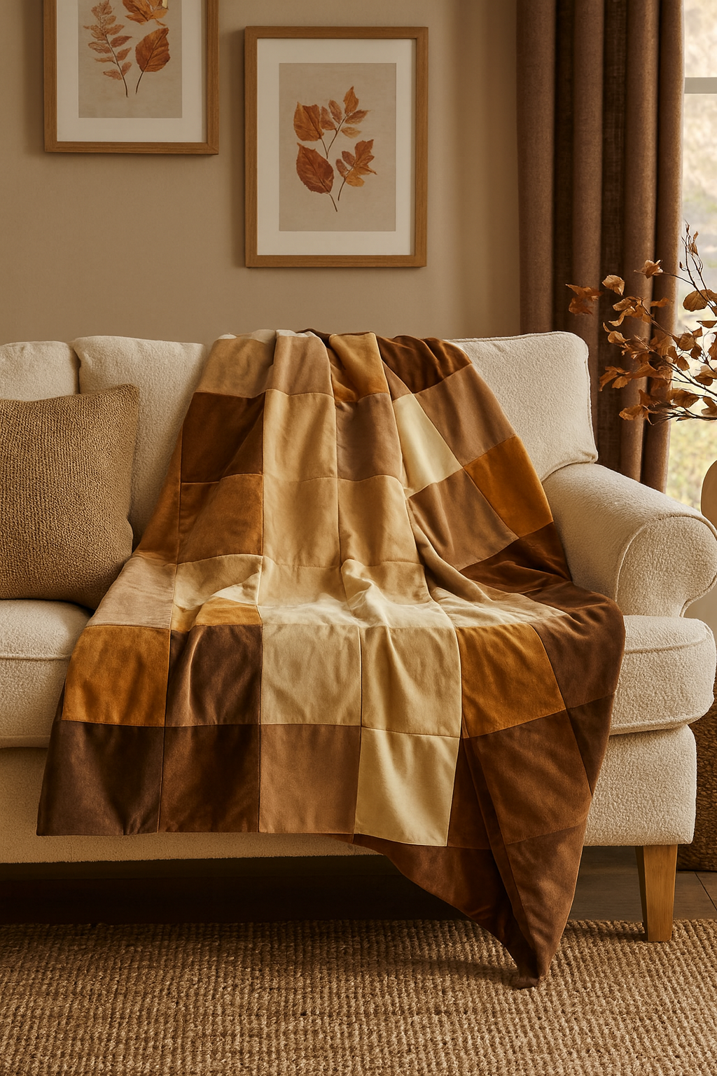 Weighted Patchwork Throw - Beiges/Browns