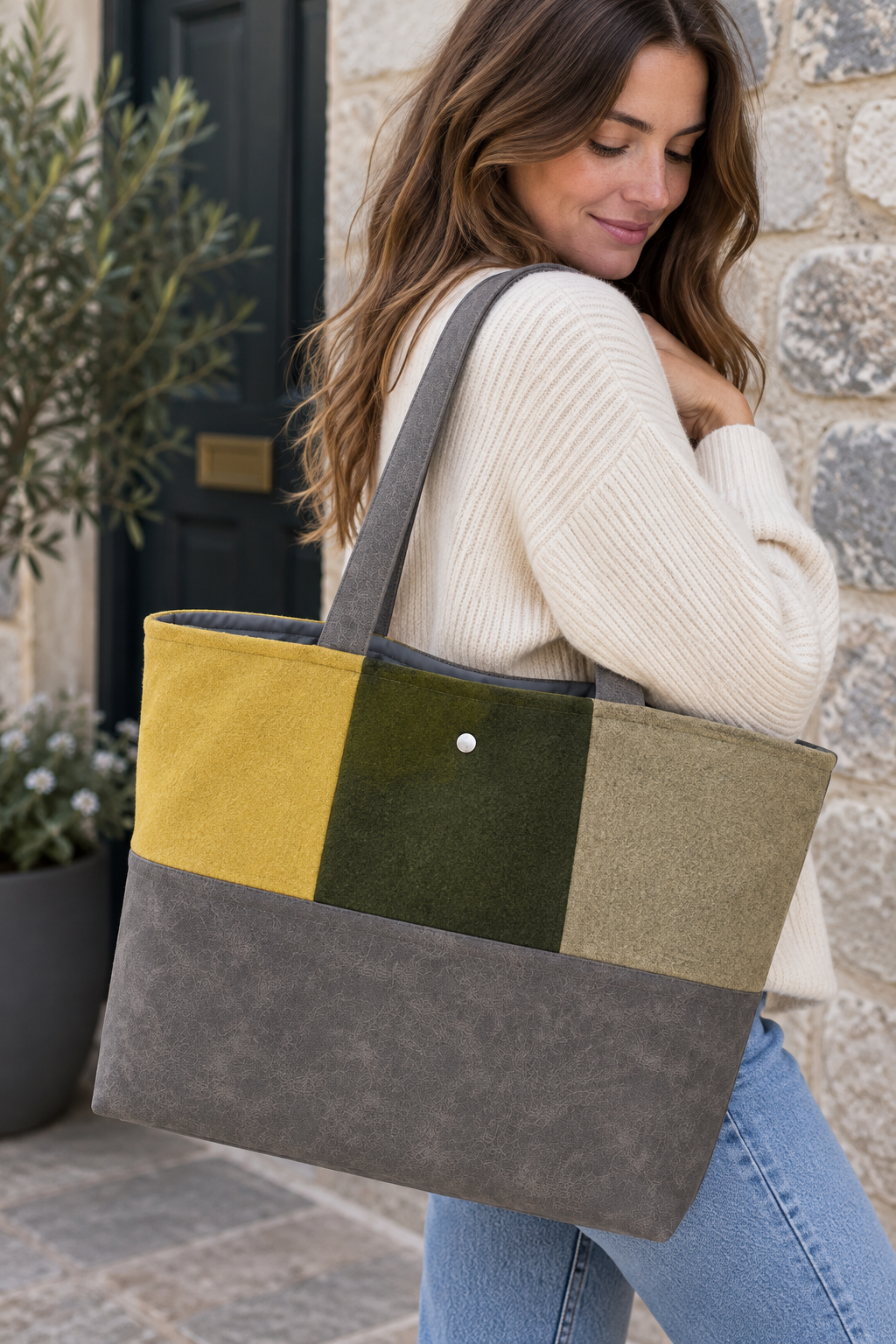 The Patchwork Tote - Ochre & Olive