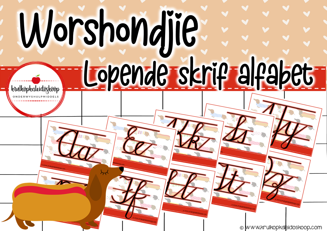 Worshond Lopende Skrif Alfabet - Hardekopie