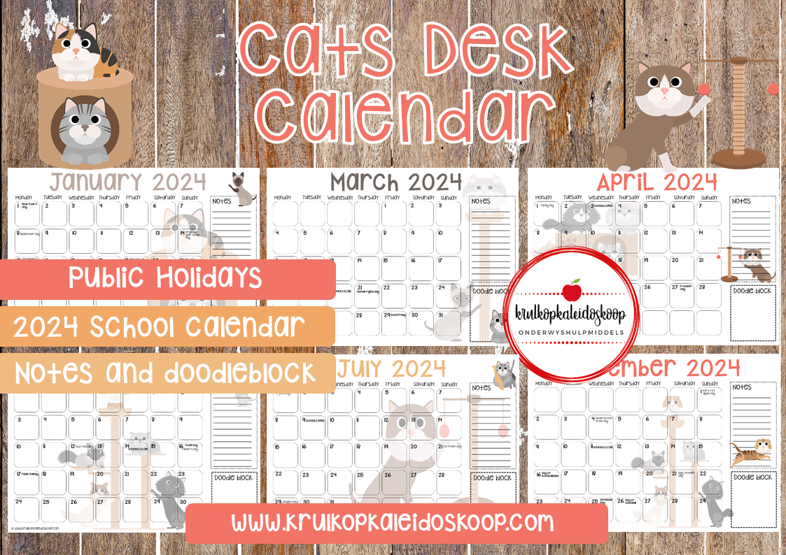 Digital 2024 Cats desk calendar