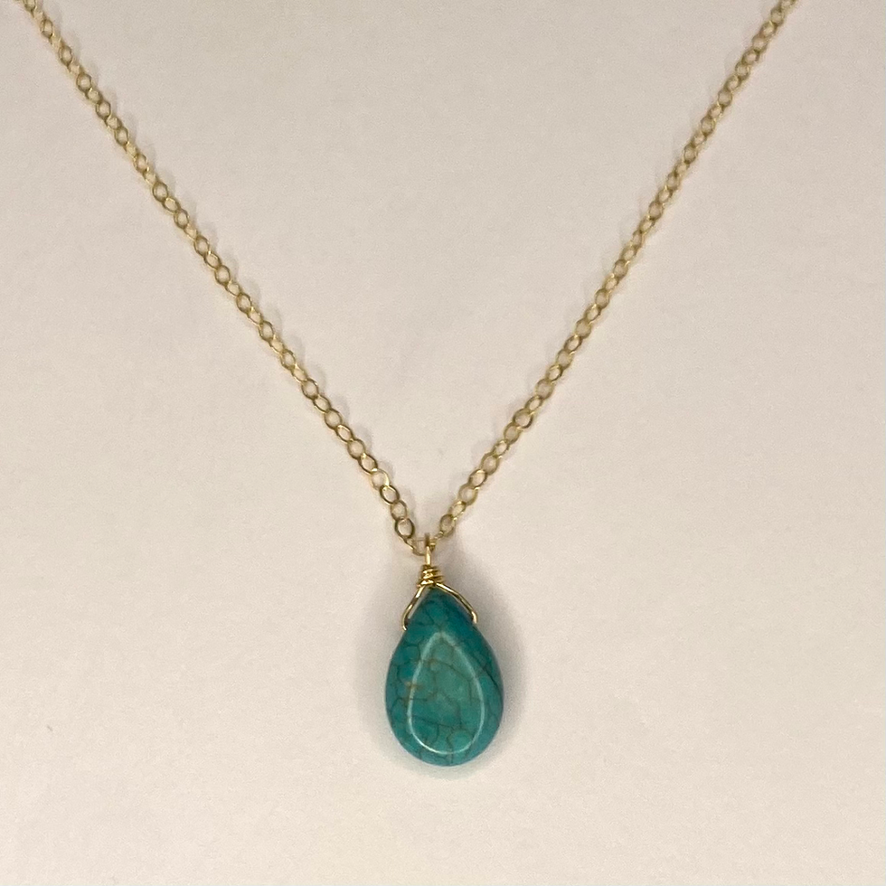 Thumbnail: Tiny Turquoise Drop Short Necklace