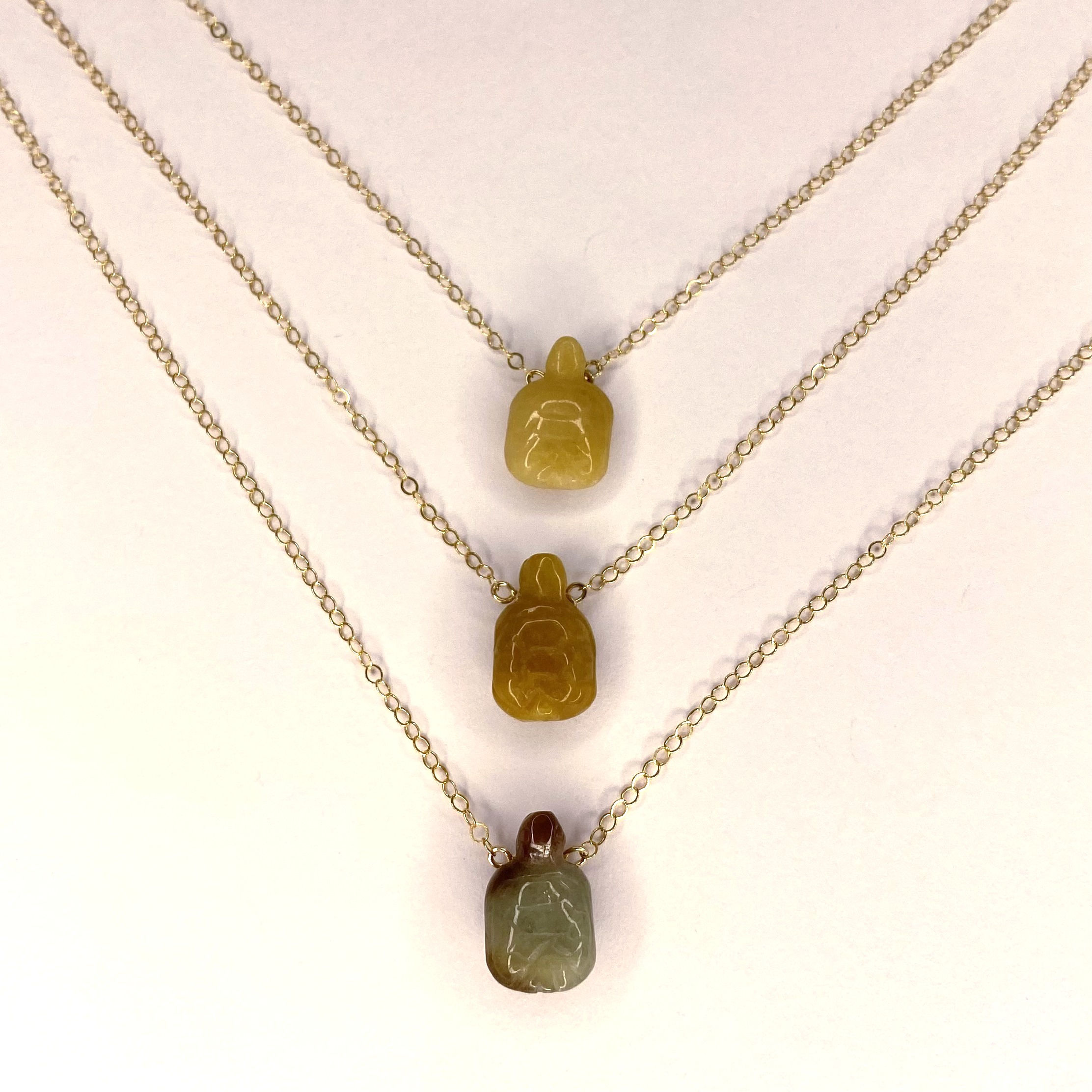 Tiny Stone Turtle Short Gold Necklace