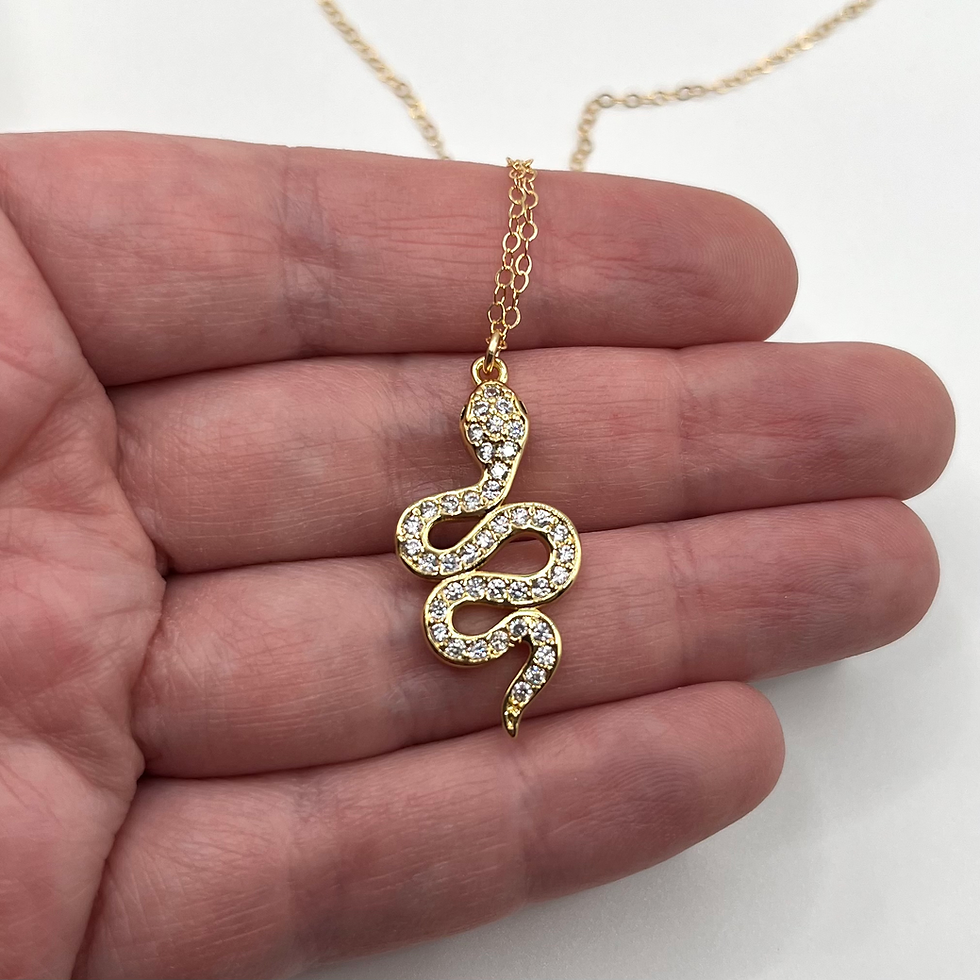 Thumbnail: Sparkly Snake Short Gold Necklace