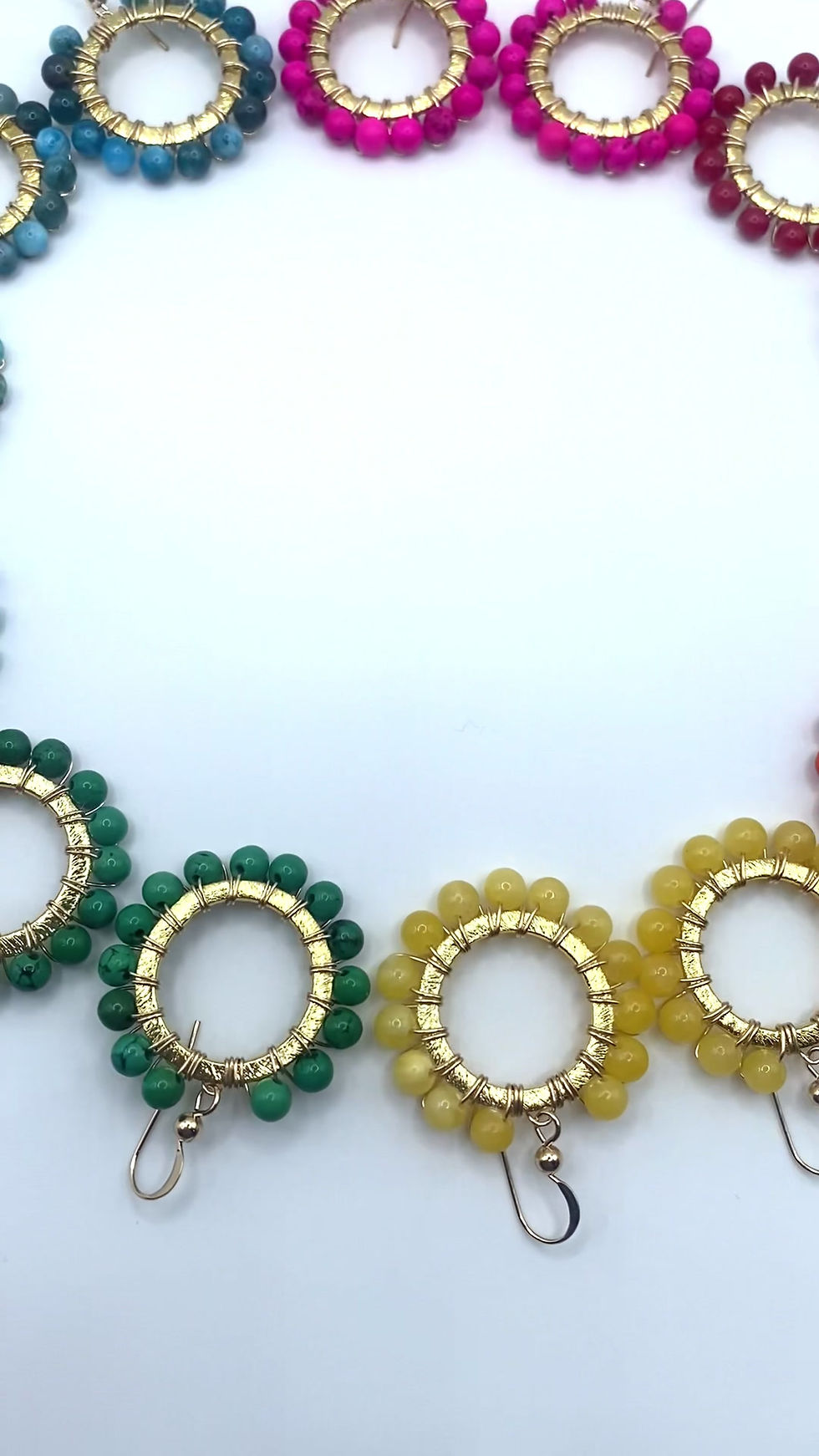 Thumbnail: Blue Wrapped Small Gold Hoops