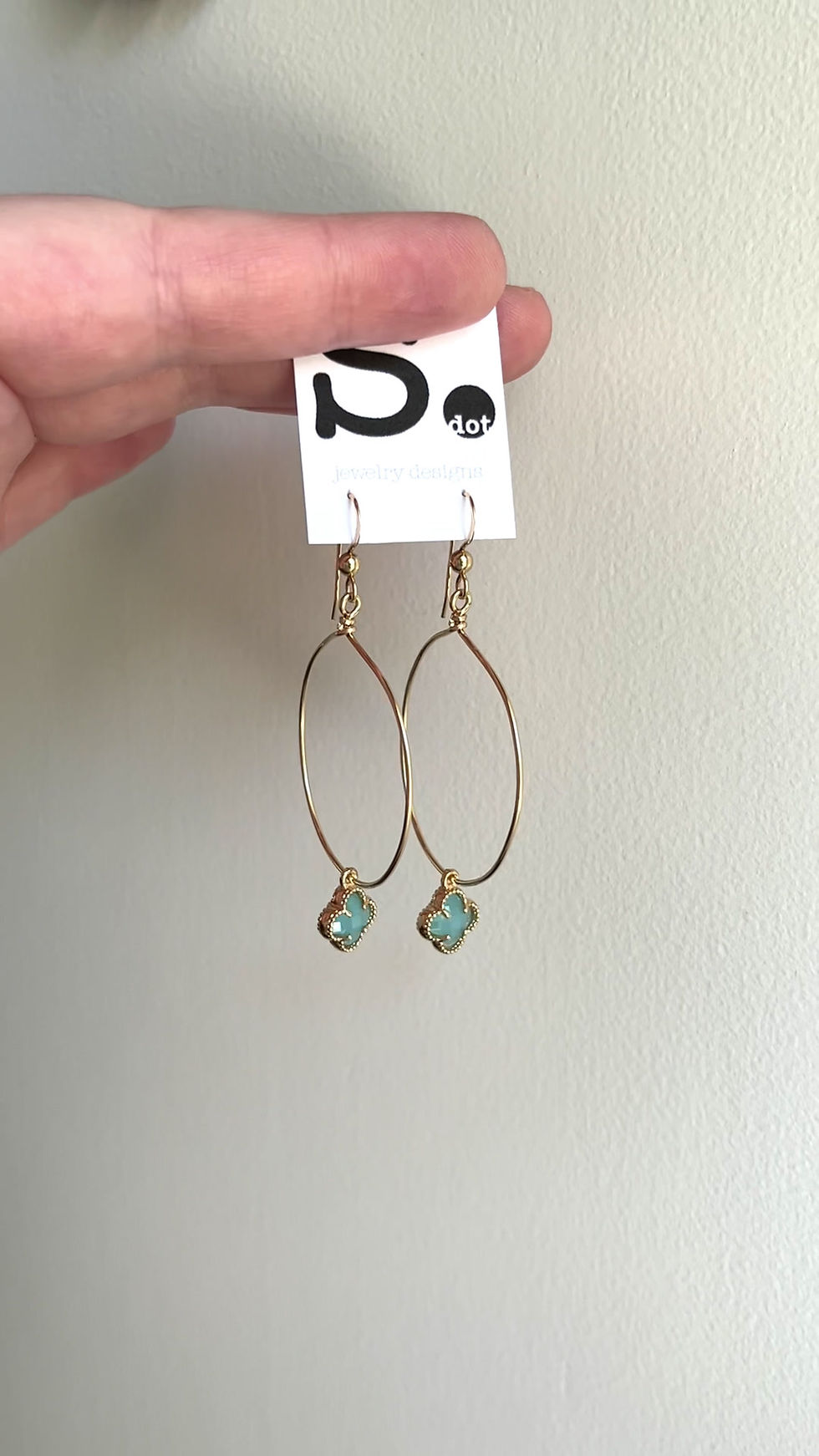 Thumbnail: Minty Blue Clover Hoop Earrings