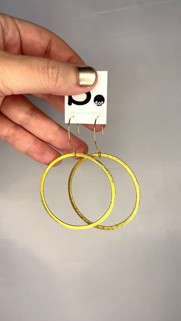 Thumbnail: Large Brushed Gold Hoops