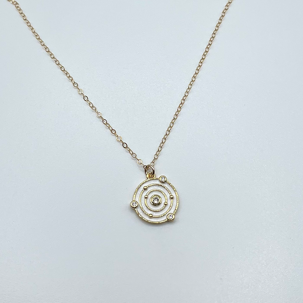 Thumbnail: Enamel and CZ Solar System Short Gold Necklace