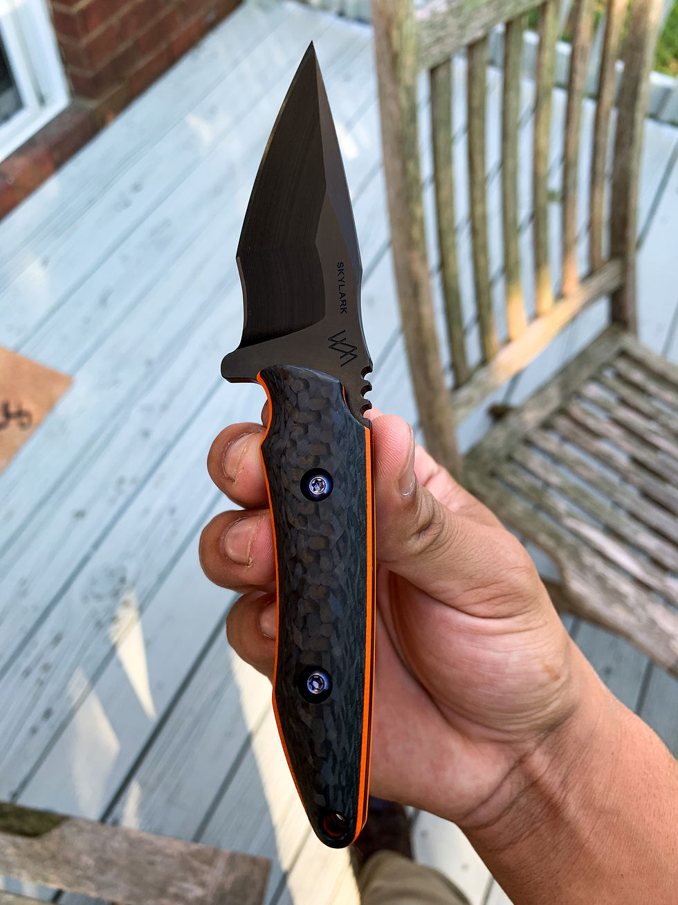 Thumbnail: Black Nitride Skylark W/Forged Carbon Fiber Handle (orange liner) ONE LEFT