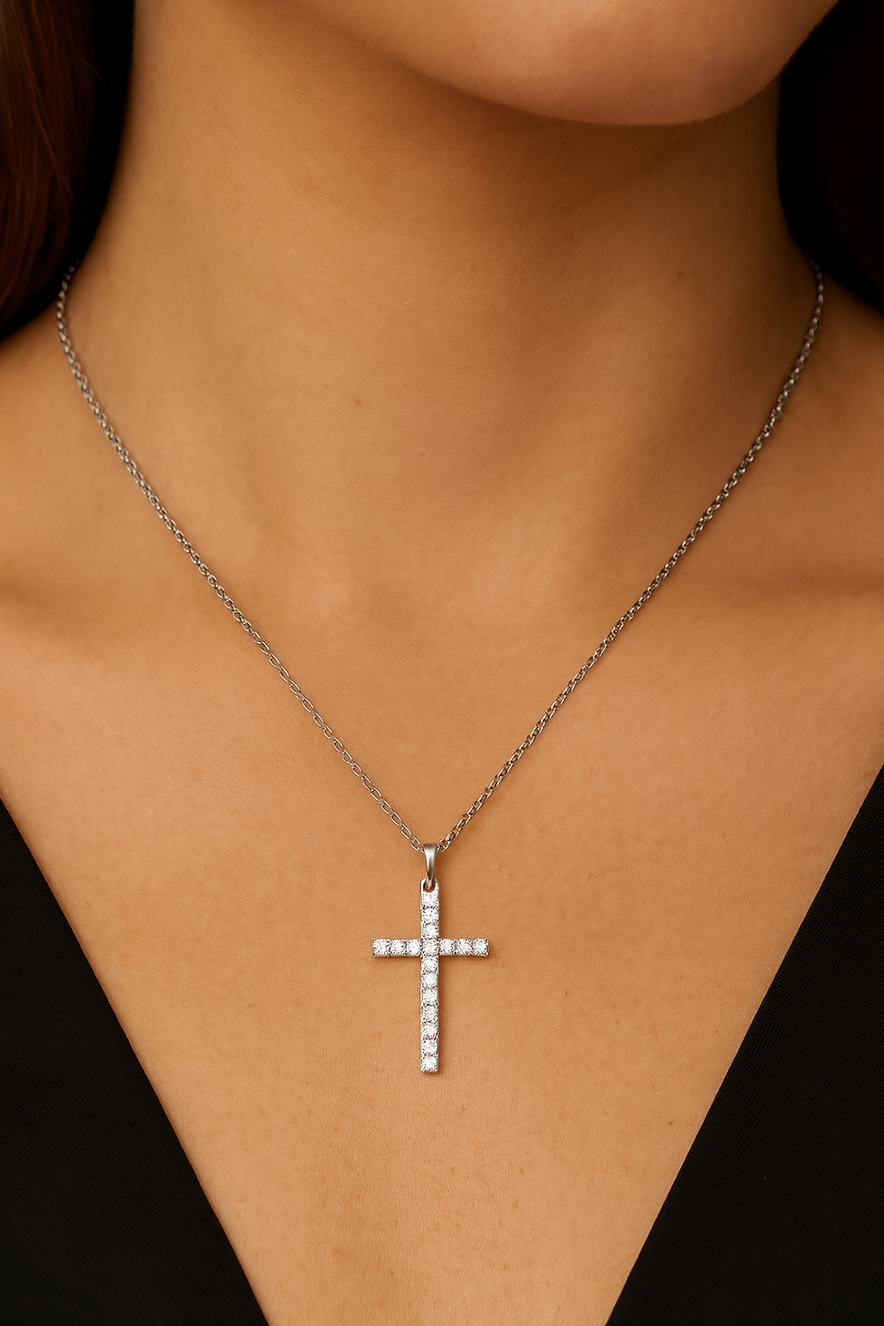 Thumbnail: Astraea | 3/4ctw Natural Diamond Cross Necklace