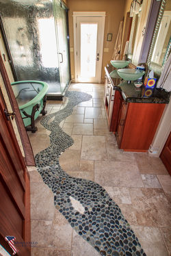 pebble rock inlay porcelain floor