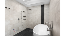 walk-in shower with line drain