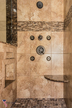 custom tile shower with body jets