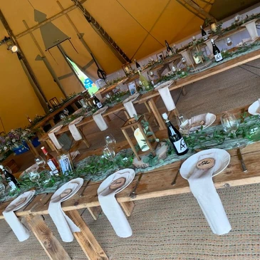Set up Sage Green for wedding meal