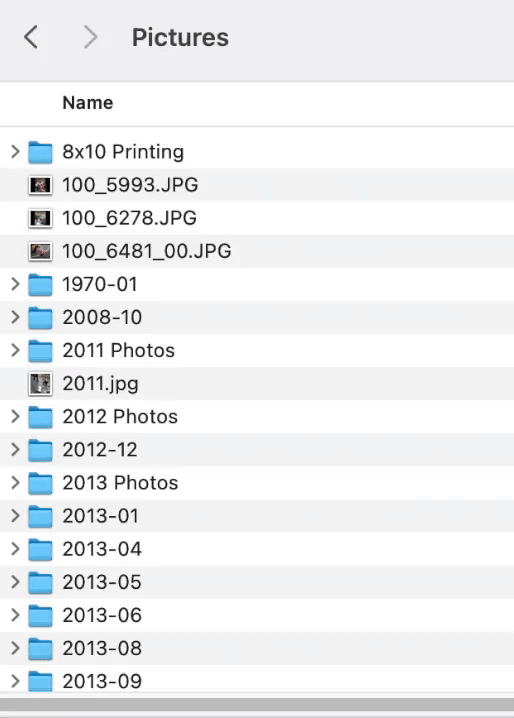 An example of what it looks like to chronologically spring clean your digital files.