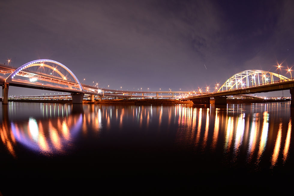 五色桜大橋と江北橋