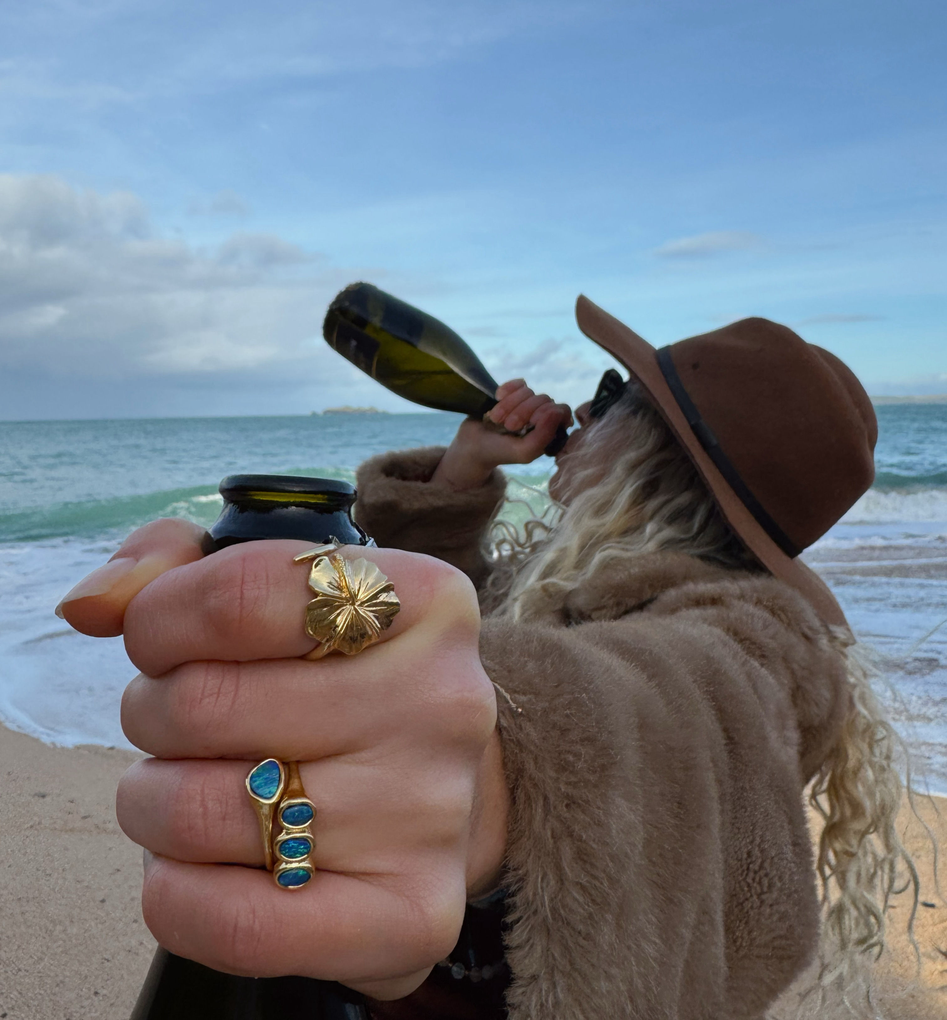 Gold Hibiscus Flower Ring