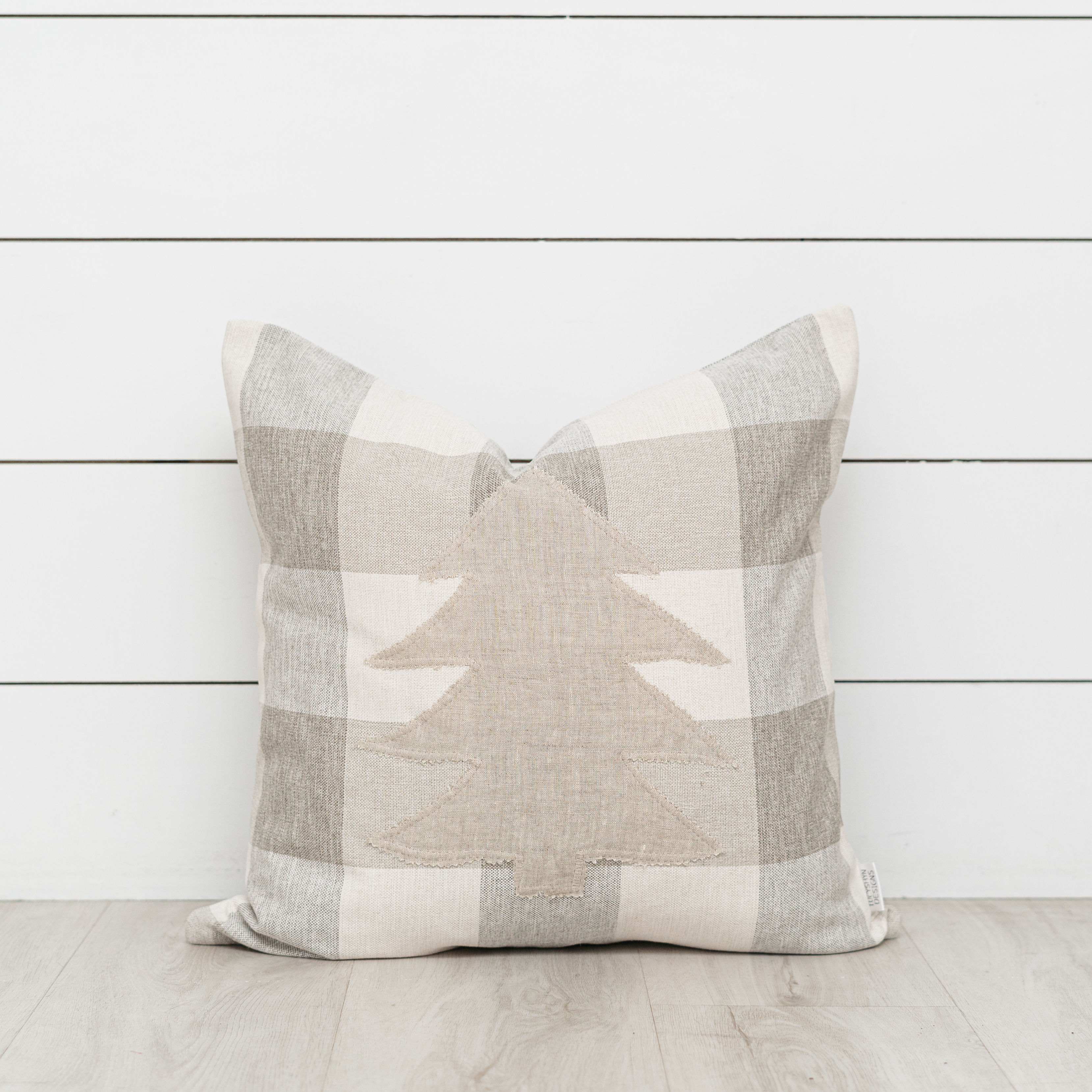 Plaid With Natural Tree Pillow Cover