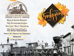 Historic Utica and Black River Railroad train and workers featured on Greater Utica Magazine November 2019 cover