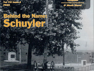 Historic site of Old Fort Schuyler in Utica NY with cannon display featured on July 2021 cover