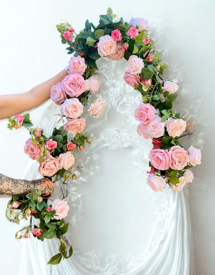 artificial pink rose garland