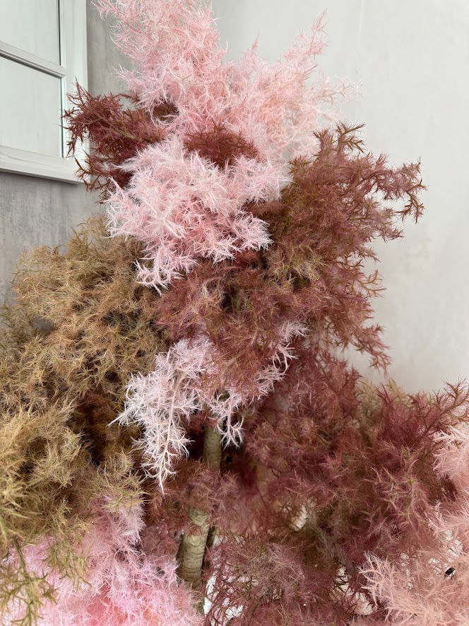 Miniature : Artificial Pink & Beige Smoke Tree, Faux Decorative Tree, Artificial Smoke Tree