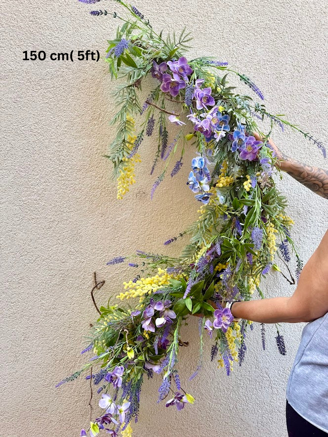 artificial lavender and wildflower garland