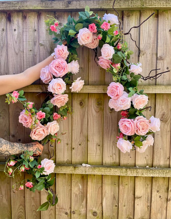 artificial pink rose garland