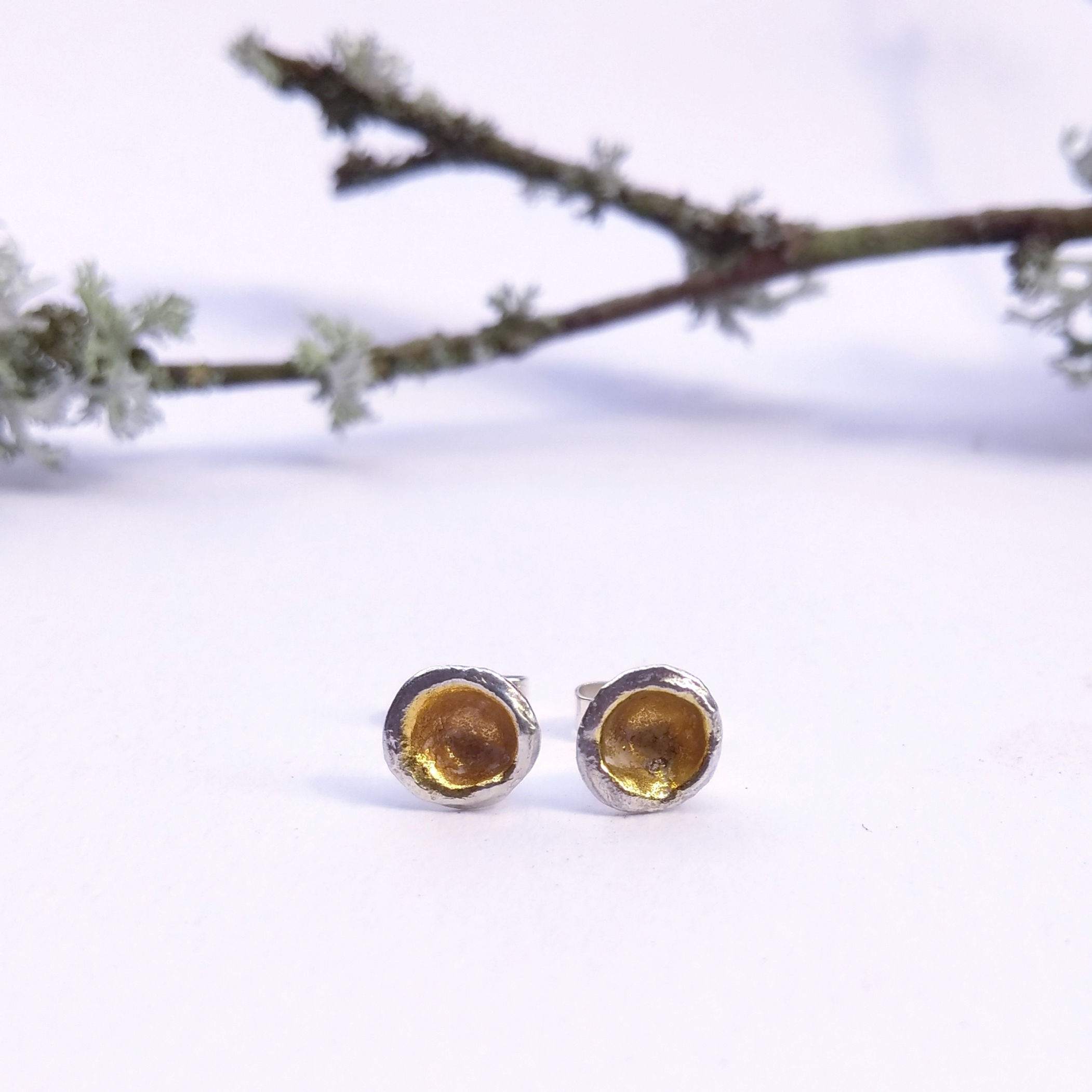 Shell Stud Earrings with gold plate centres