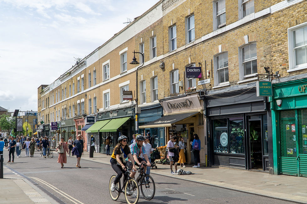 Broadway Market in Hackney, East London, on the Hackney Half Marathon route.