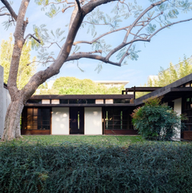 Modern house, sunny courtyard
