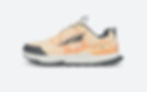 Beige and black Altra running shoe with a mountain logo and text "LONE PEAK" on the side. White and black sole. Plain white background.