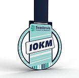 A finisher medal awarded to those who raise funds for Scoliosis Support and Research while running a virtual event