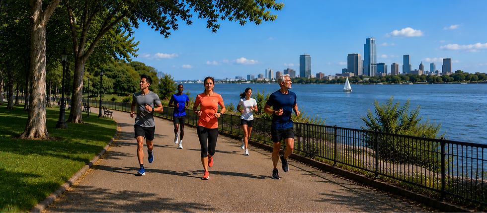 freidns running a the riverside parkg