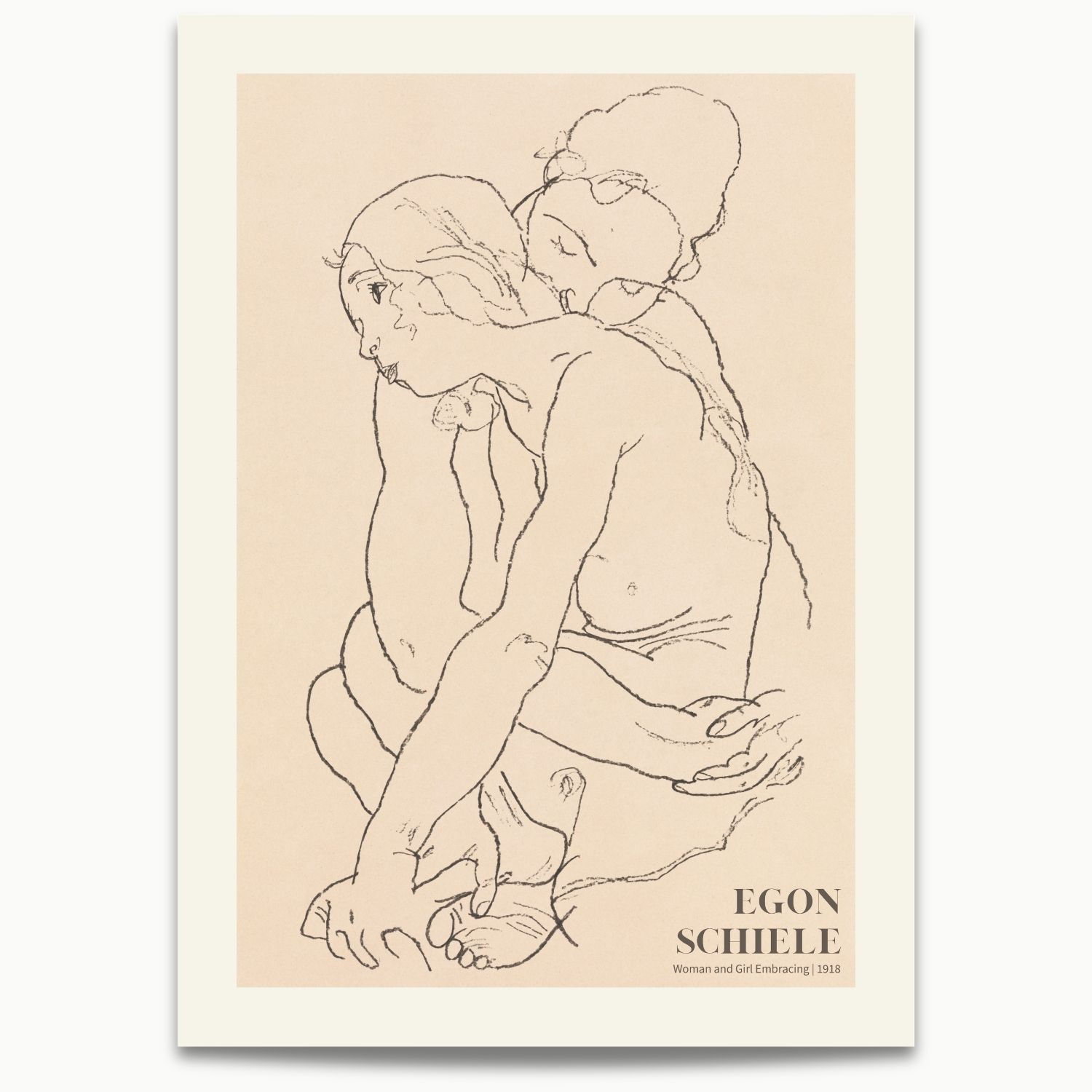 Egon Schiele | Woman and Girl Embracing (1918) No.2