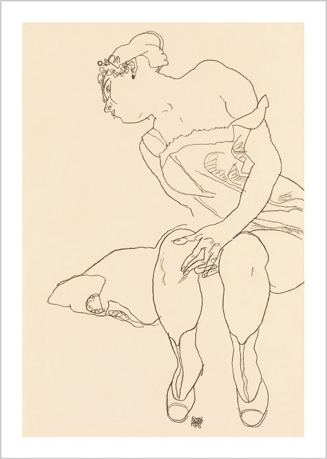 Egon Schiele | Seated Woman in Corset and Boots (1918)