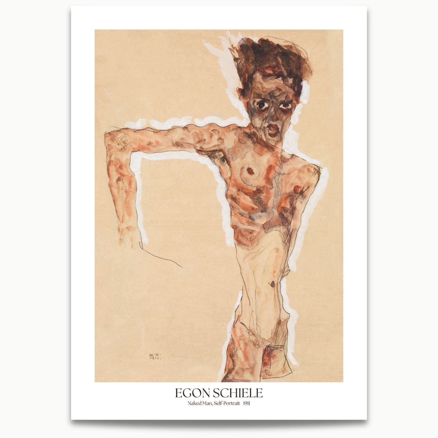 Egon Schiele | Naked Man, Self-Portrait (1911) No.2